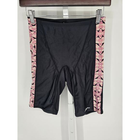 Dolfin Mens Sz 32 Jammer Swimsuit Swim Trunks Black w/ Pink Sides - Picture 1 of 4
